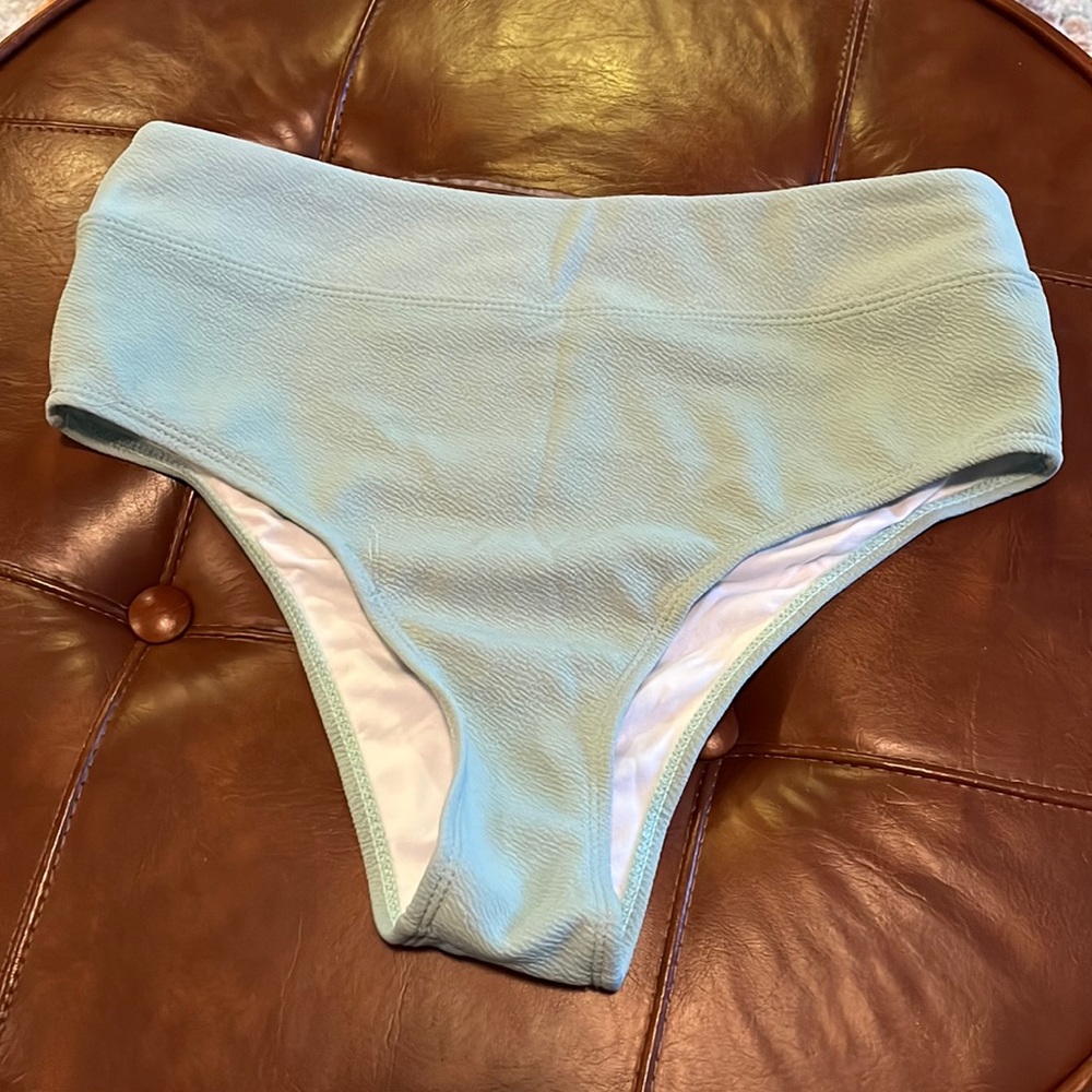 Mint green high rise cheeky swim bottoms, size L, fits more like a medium
